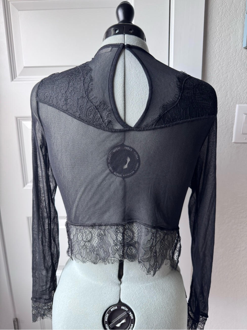 Free People Black Sheer Lace Crop Top - Picture 5 of 6